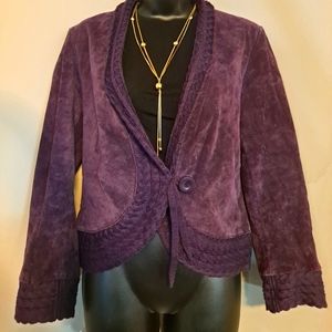 Dark purple Leather & Knit Jacket
